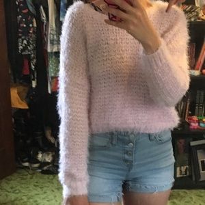 H&M Divided fuzzy pink cropped sweater